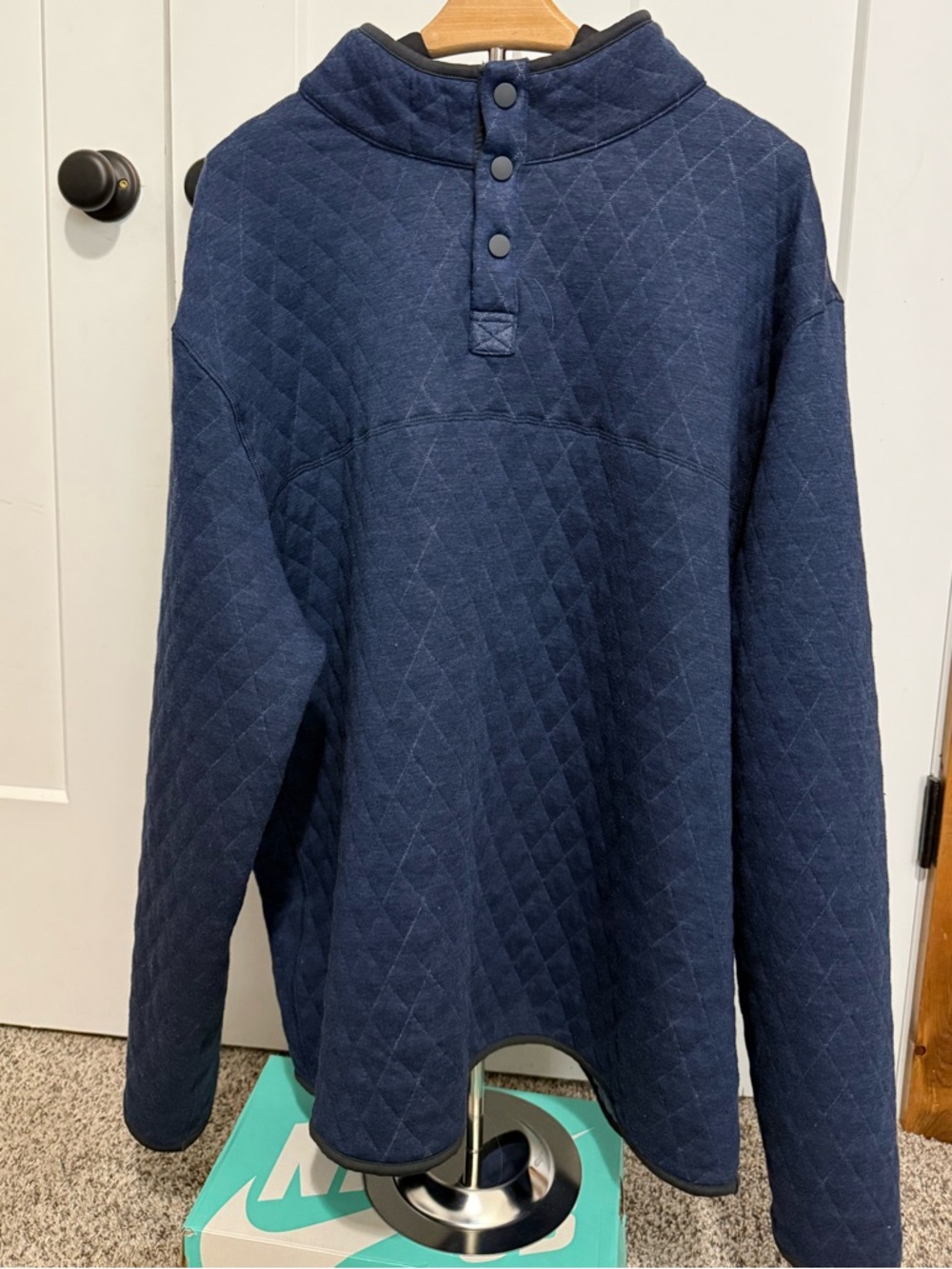 George Quilted Navy Pullover Sweatshirt